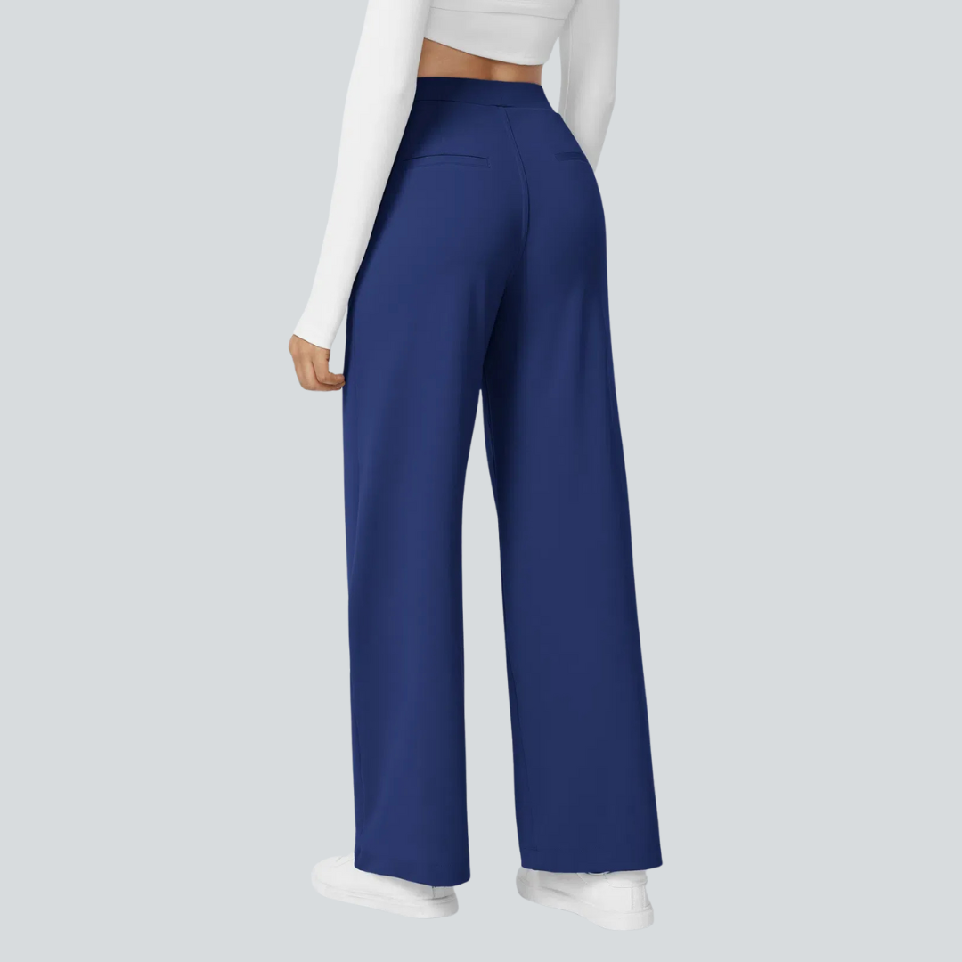 Damen Fließende Hose High Waist Regular Fit Freizeit Elegant