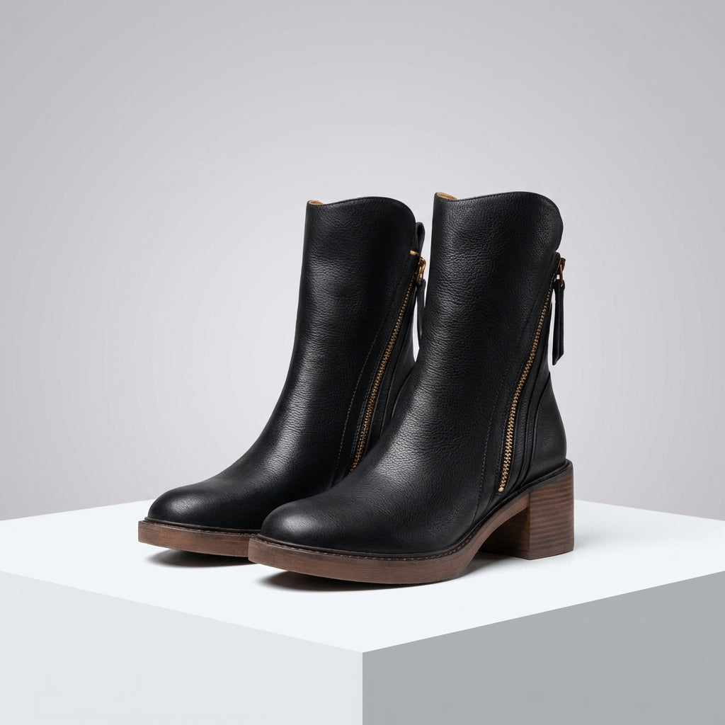 Damen Stiefel mit seitlichem Reißverschluss und gepolstertem Fußbett