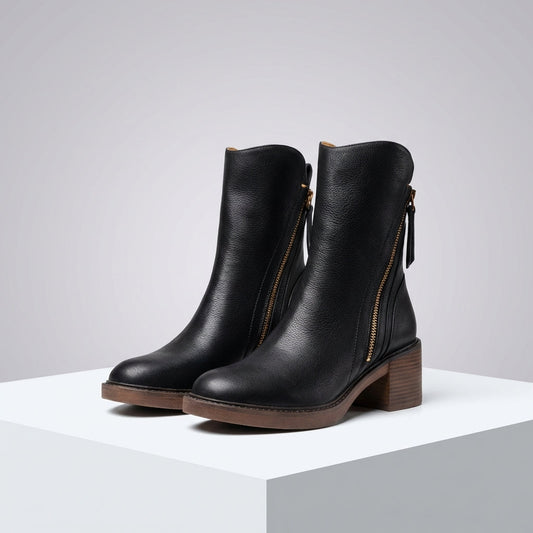 Damen Stiefel mit seitlichem Reißverschluss und gepolstertem Fußbett