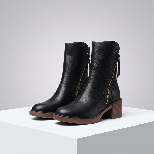 Damen Stiefel mit seitlichem Reißverschluss und gepolstertem Fußbett
