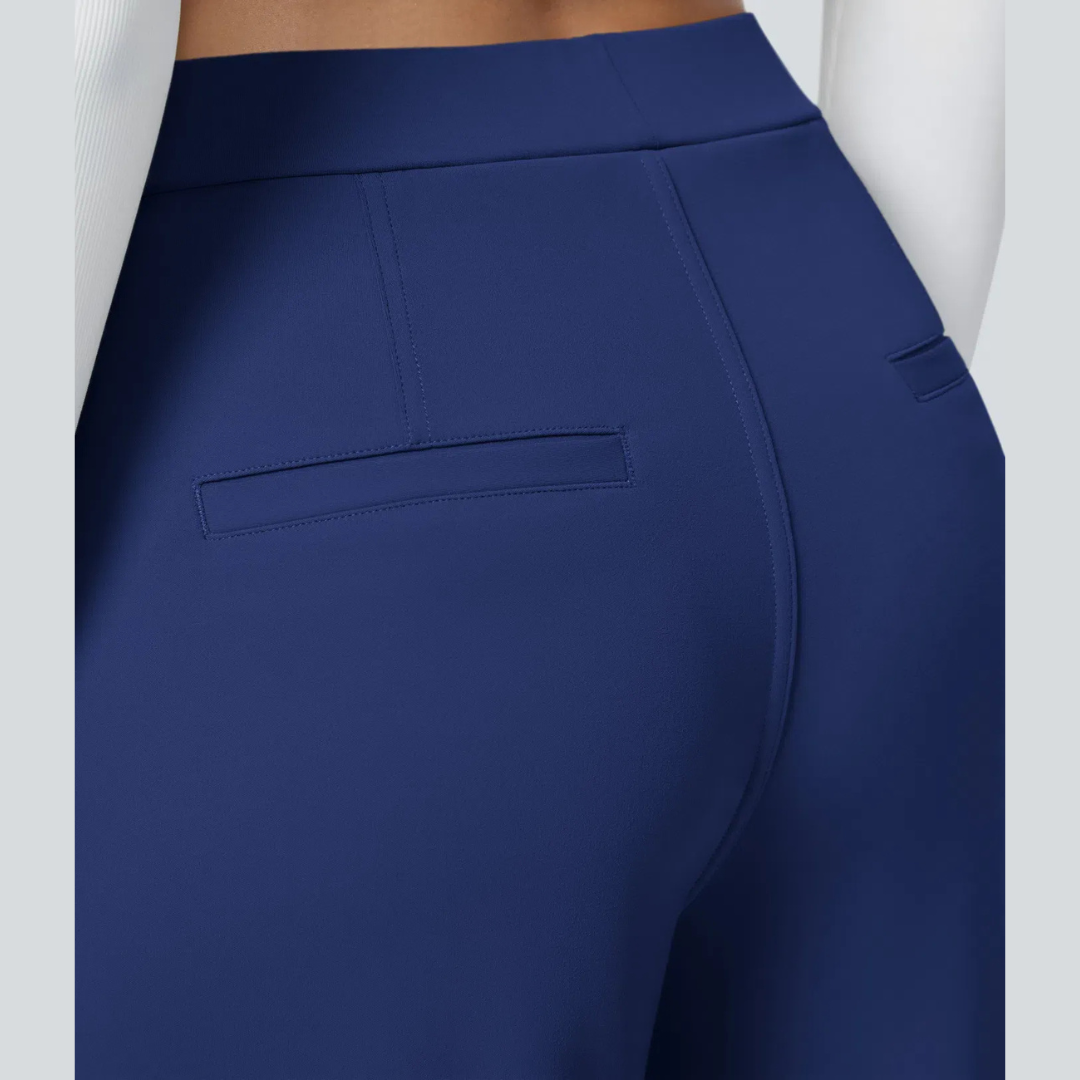 Damen Fließende Hose High Waist Regular Fit Freizeit Elegant