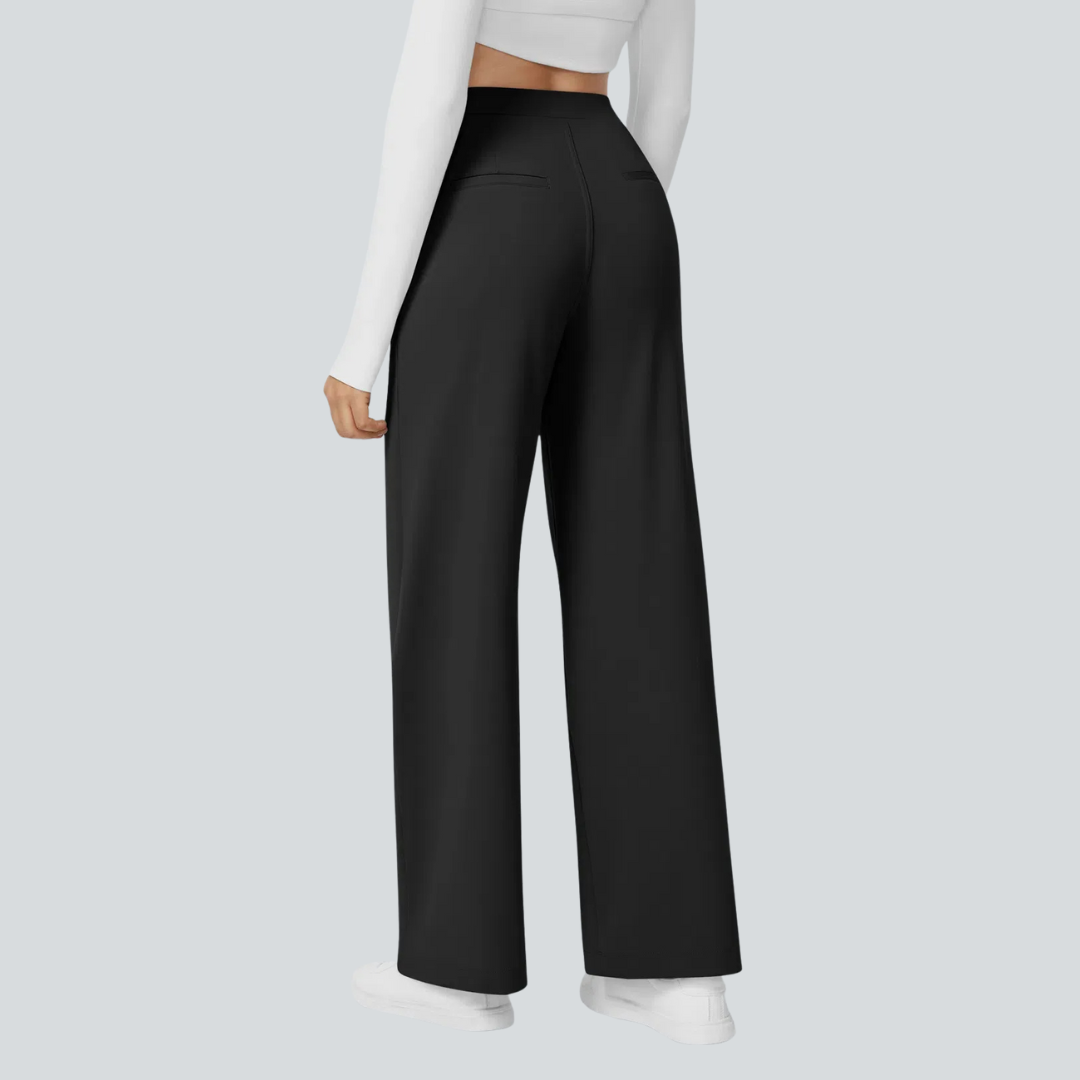 Damen Fließende Hose High Waist Regular Fit Freizeit Elegant