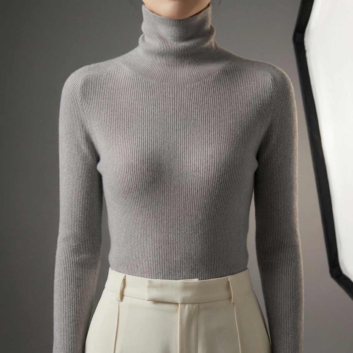 Damen Kaschmir Rollkragenpullover Regular Fit Freizeit