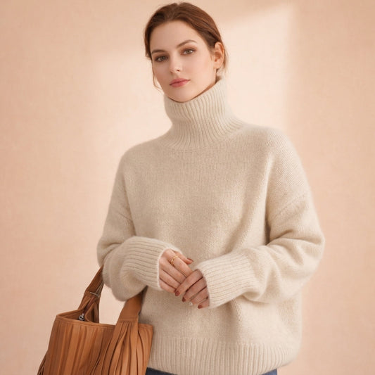 Rollkragenpullover Damen Regular Fit Freizeit Elegant