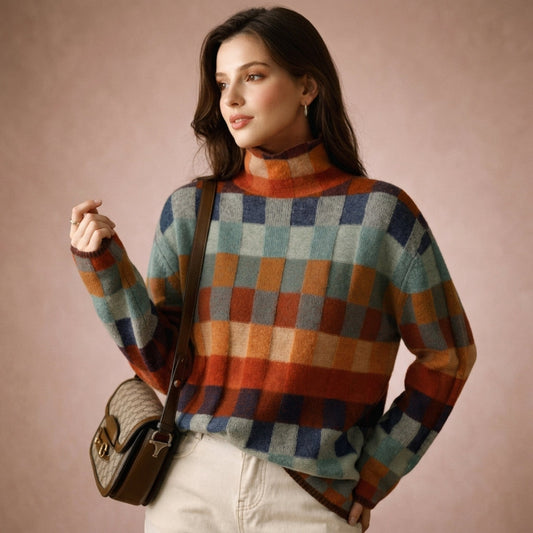 Damen Rollkragenpullover Regular Fit Mehrfarbig