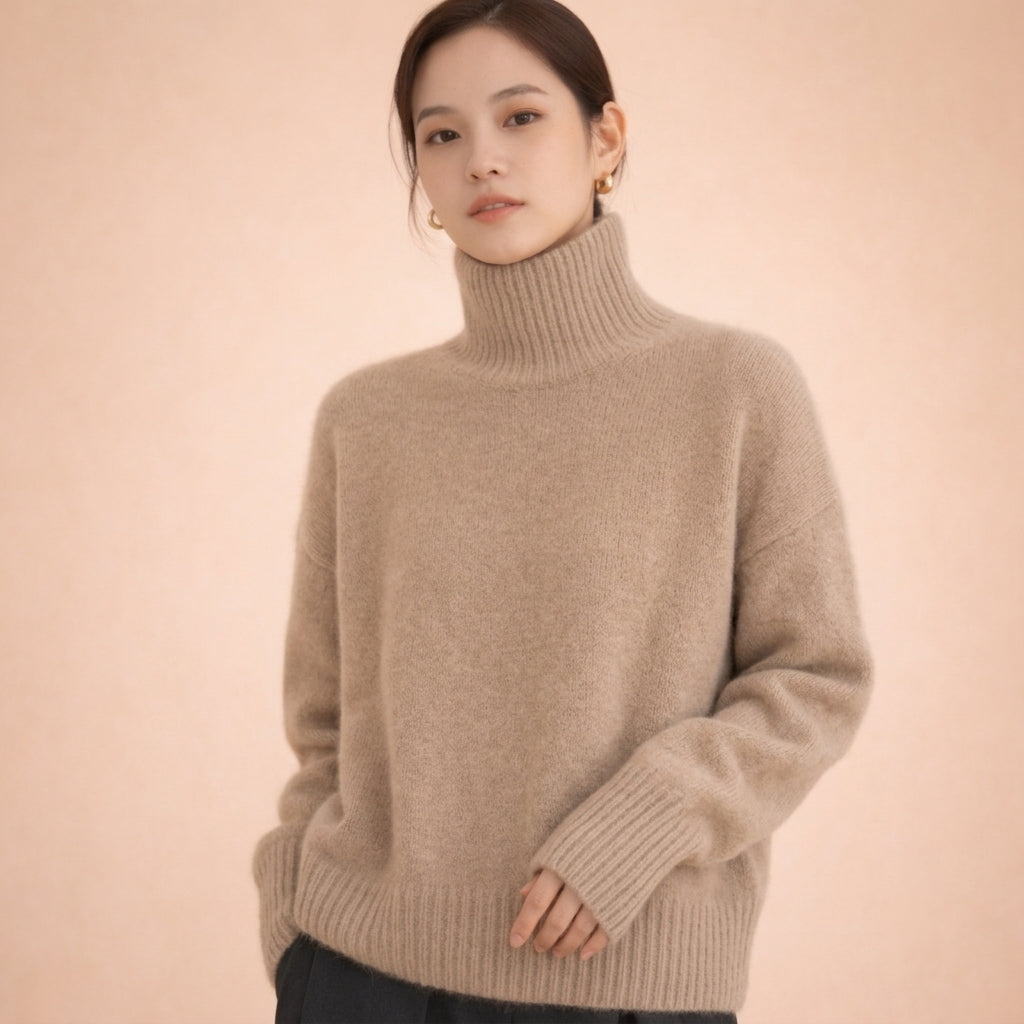 Rollkragenpullover Damen Regular Fit Freizeit Elegant