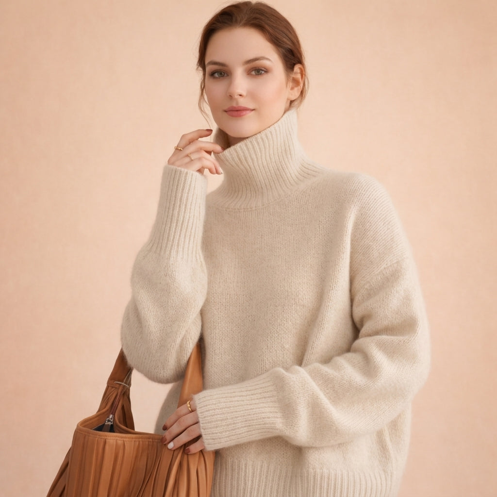 Rollkragenpullover Damen Regular Fit Freizeit Elegant