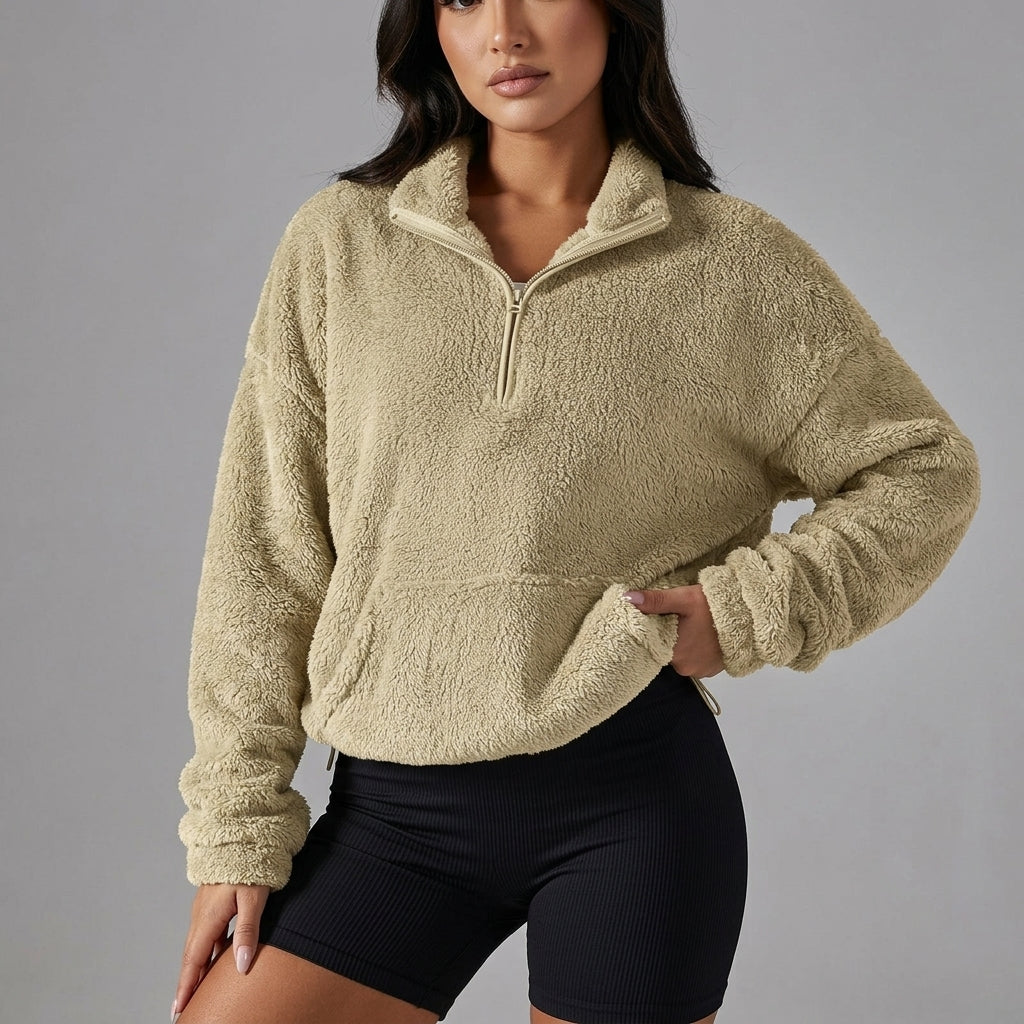 Damen Halb-Reißverschluss-Pullover Regular Fit