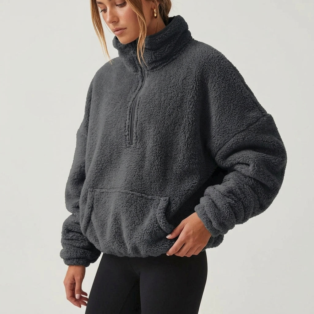 Damen Halb-Reißverschluss-Pullover Regular Fit