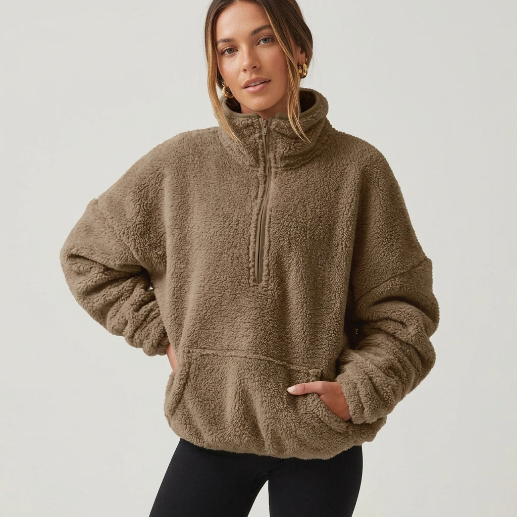 Damen Halb-Reißverschluss-Pullover Regular Fit