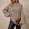 Damen Oversize Pullover Beige mit Ballonärmeln