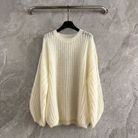 Damen Pullover Relaxed Fit Karmesinrot mit Hohlstrick-Design