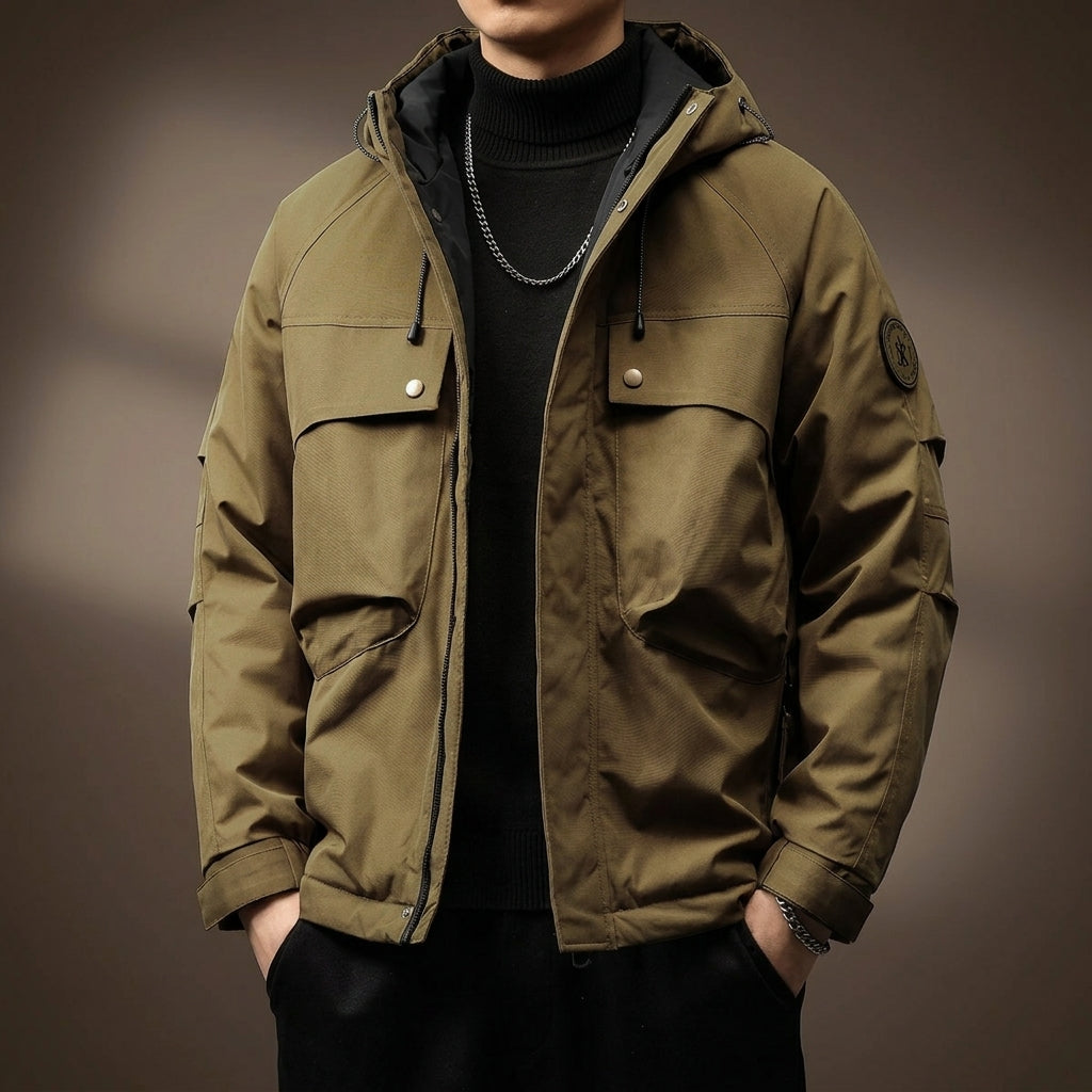 Baumwolljacke Herren Regular Fit Freizeit Minimalistisch