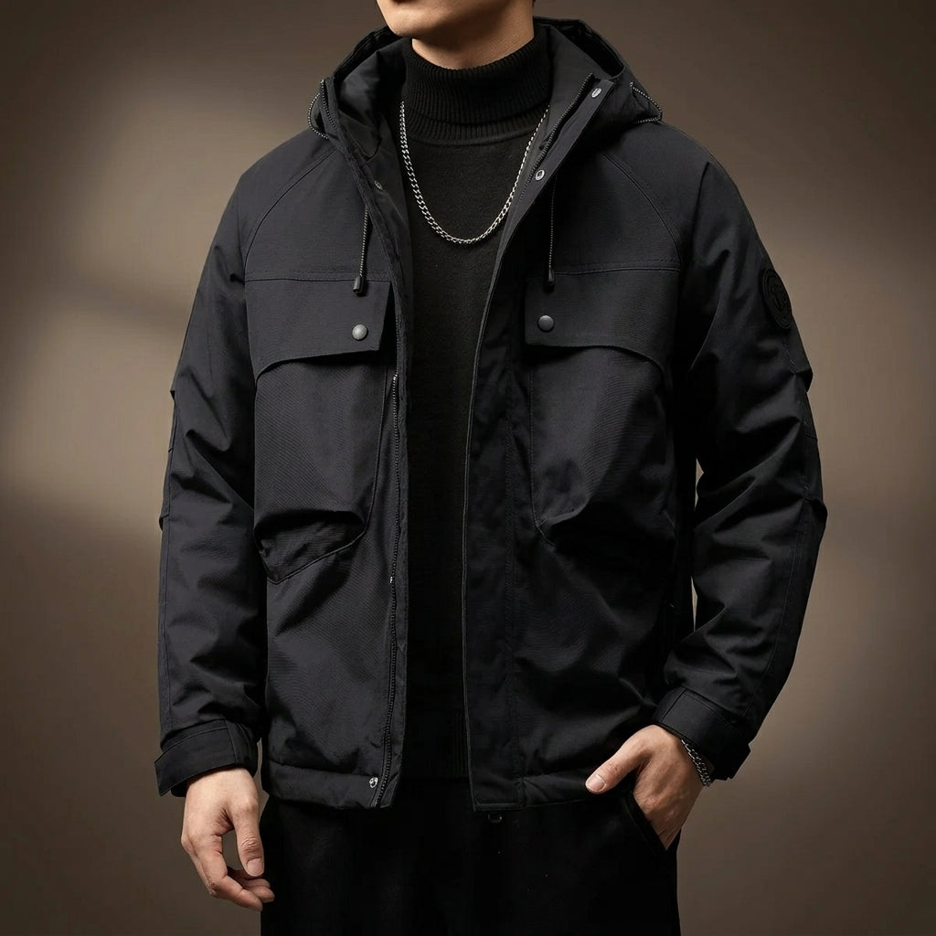 Baumwolljacke Herren Regular Fit Freizeit Minimalistisch