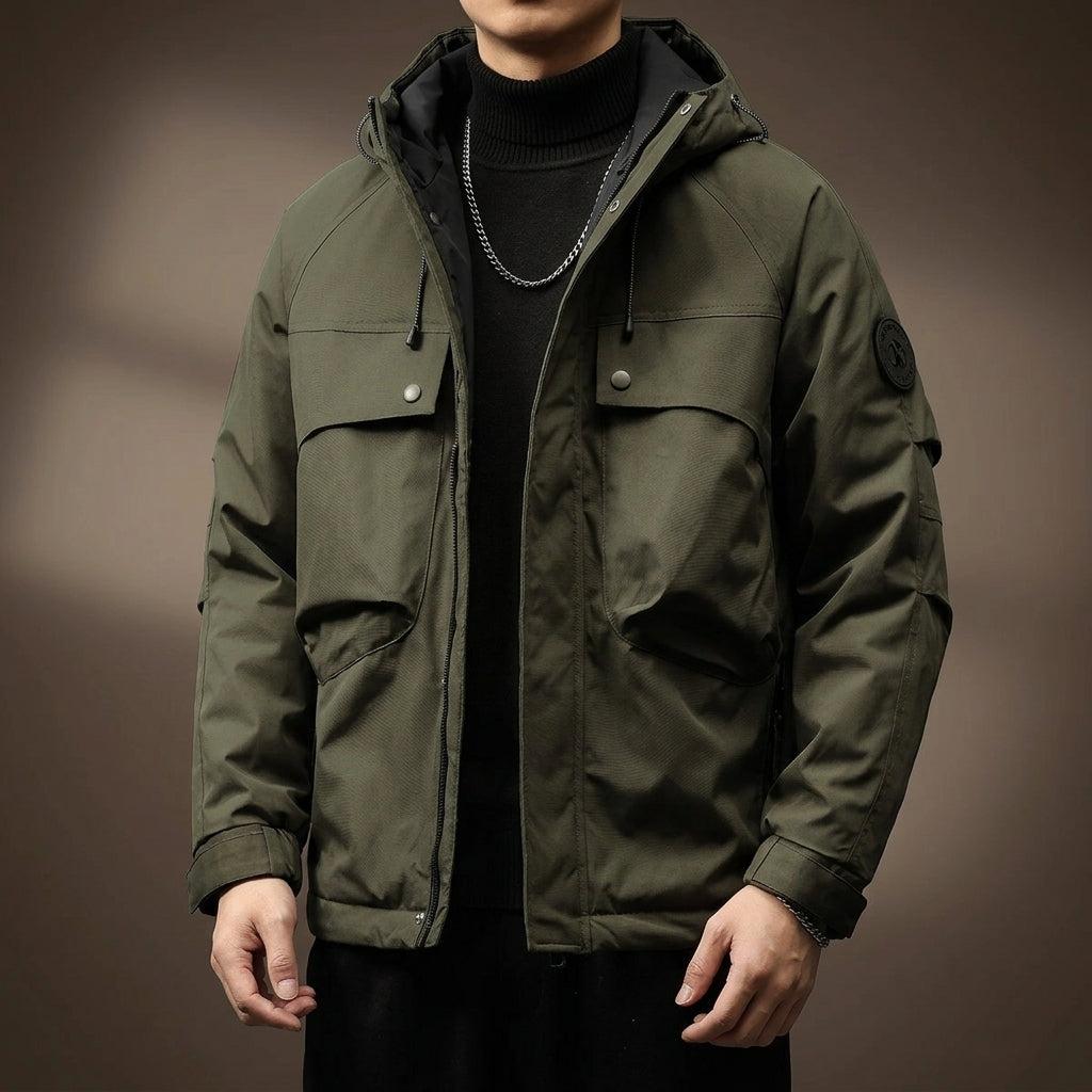 Baumwolljacke Herren Regular Fit Freizeit Minimalistisch
