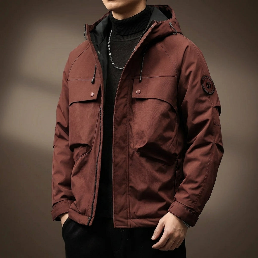 Baumwolljacke Herren Regular Fit Freizeit Minimalistisch