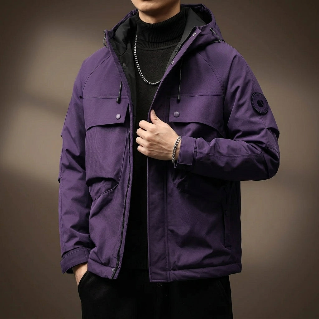 Baumwolljacke Herren Regular Fit Freizeit Minimalistisch