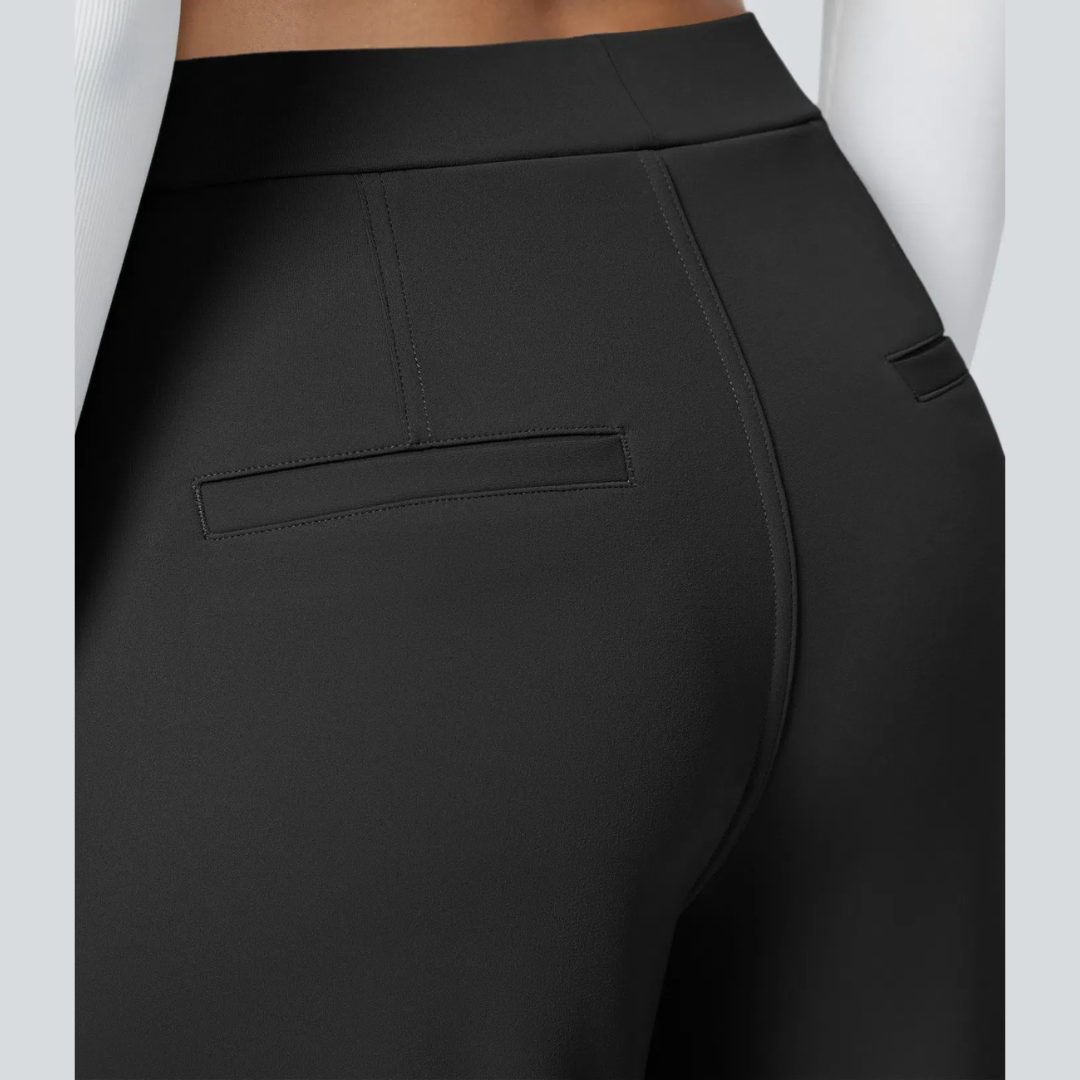 Damen Fließende Hose High Waist Regular Fit Freizeit Elegant