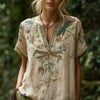Damen Bluse Relaxed Fit Boho Blumenmuster Sommer Freizeit