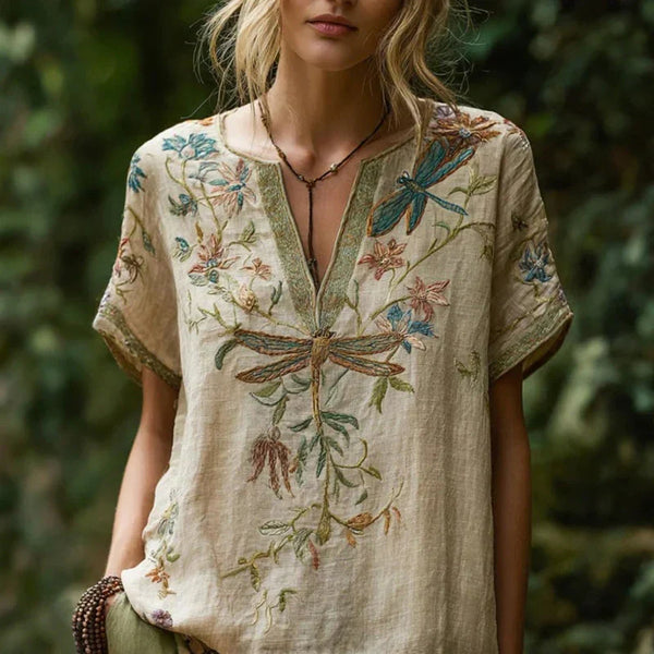 Damen Bluse Relaxed Fit Boho Blumenmuster Sommer Freizeit