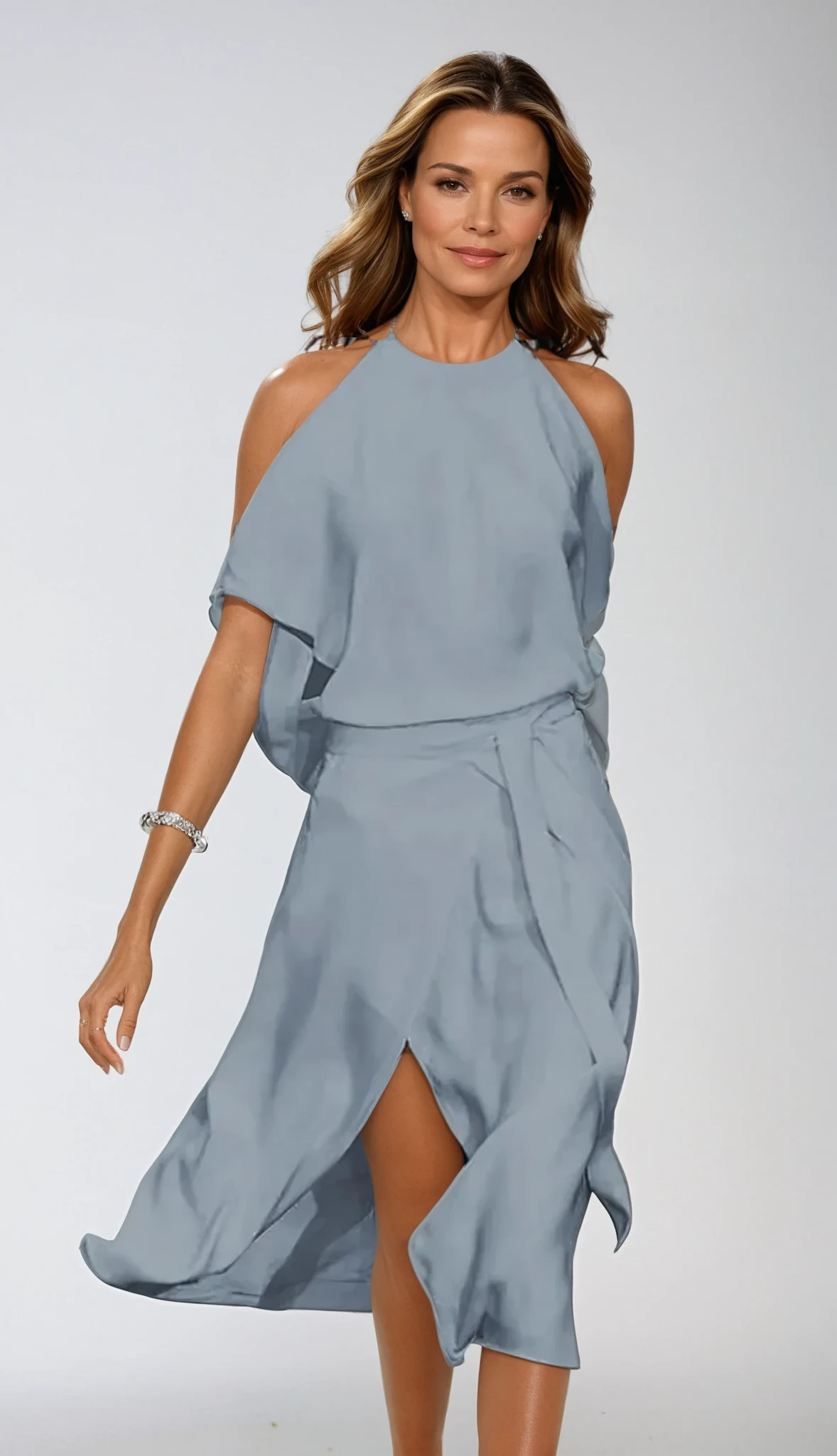 Queeny | Damen Modernes Maxikleid mit Schulter-Cutouts & Beinschlitz – Elegant & Modisch für Besondere Anlässe