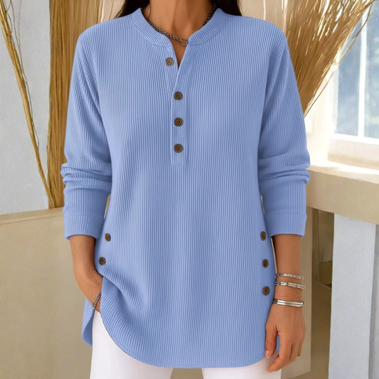 Damen Pullover Regular Fit Casual mit dekorativen Knöpfen