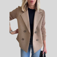 Damen Blazer Regular Fit Business Elegant mit Strickärmeln
