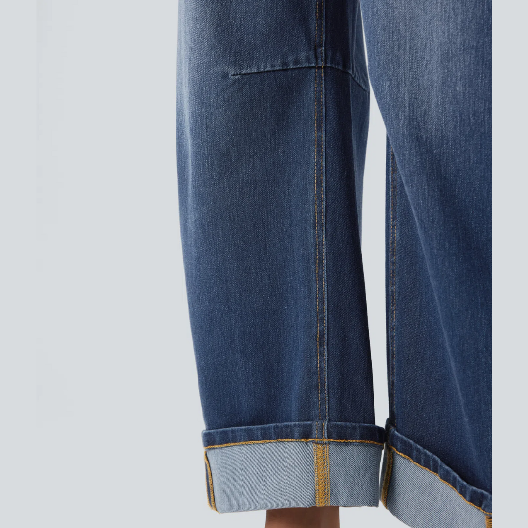 Damen Jeans Gerade Schnitt Mittelhohe Taille Casual
