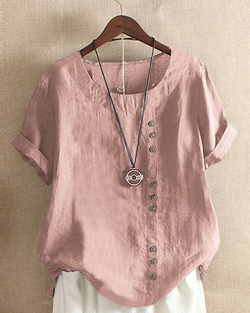 Damen Bluse Regular Fit Kurzarm Casual Elegant