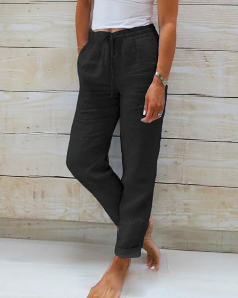 Damen Stoffhose Regular Fit Freizeit elastischer Bund