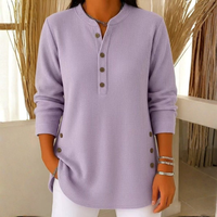 Damen Strick-Sweatshirt Regular Fit Casual mit Knopfleiste langärmlig