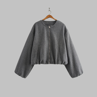 Damen Cropped Jacke Boxy Fit Freizeit leicht