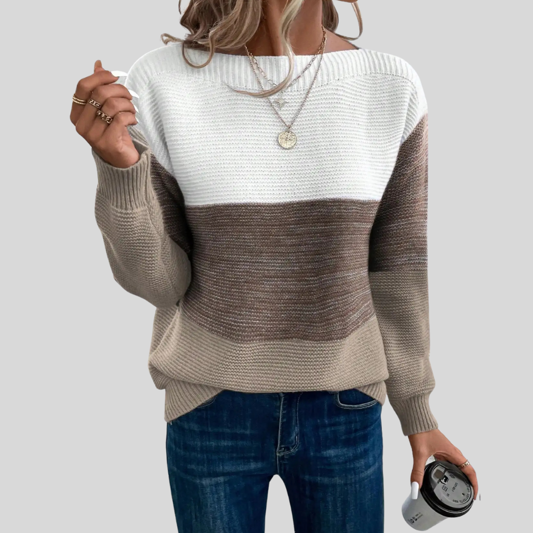 Damen Strickpullover Oversize mit Ombre-Farbverlauf