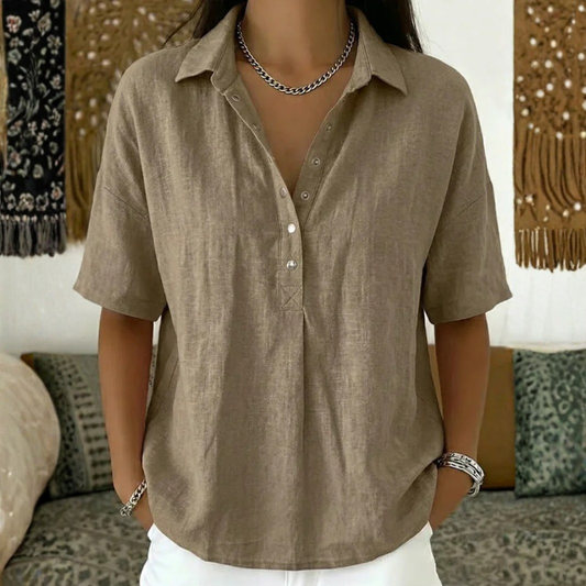 Damenbluse Regular Fit Elegant mit Knopfleiste für Alltag