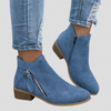 Damen Ankle Boots mit Reißverschluss und niedrigem Blockabsatz