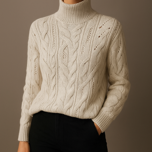 Damen Rollkragenpullover Relaxed Fit mit geometrischem Muster