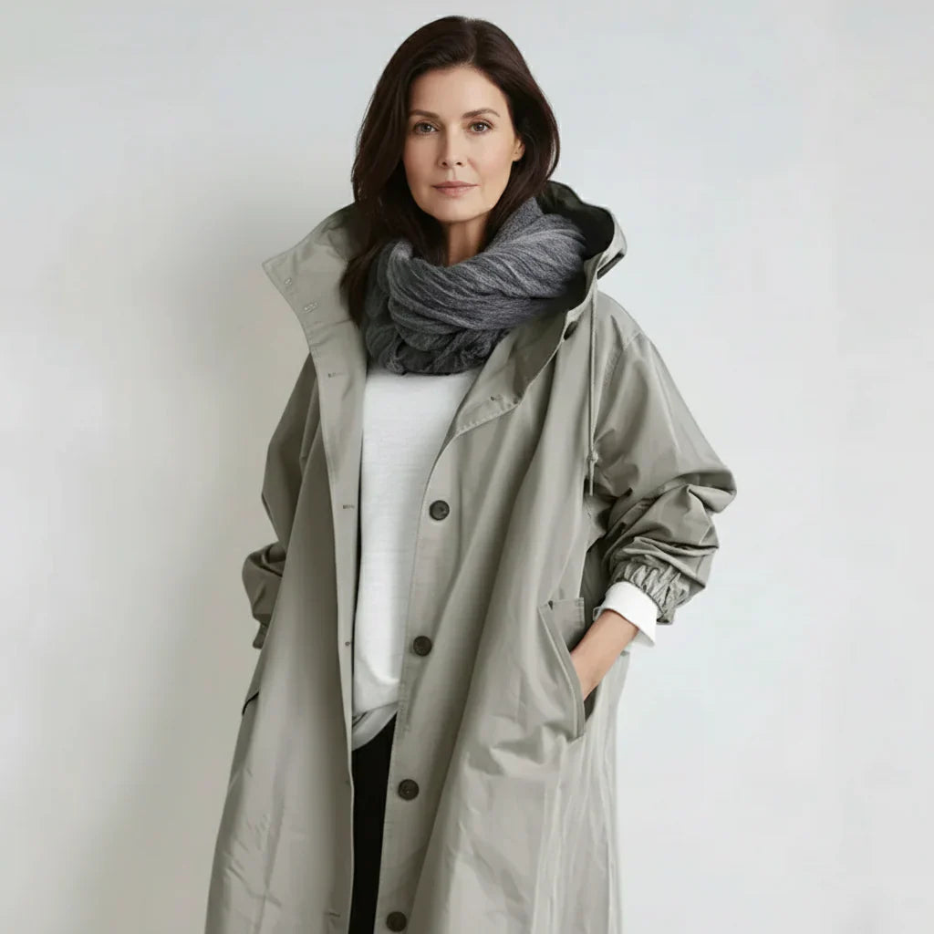 Damen Slim Fit Trenchcoat Wasser- und Winddicht Freizeit