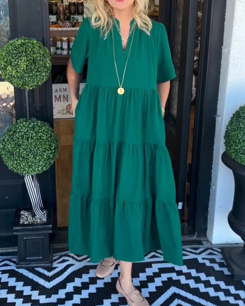 Elissa | Sommerliches Maxi Kleid mit V-Ausschnitt | Luftig, Locker & Elegant für Damen