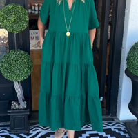 Elissa | Sommerliches Maxi Kleid mit V-Ausschnitt | Luftig, Locker & Elegant für Damen