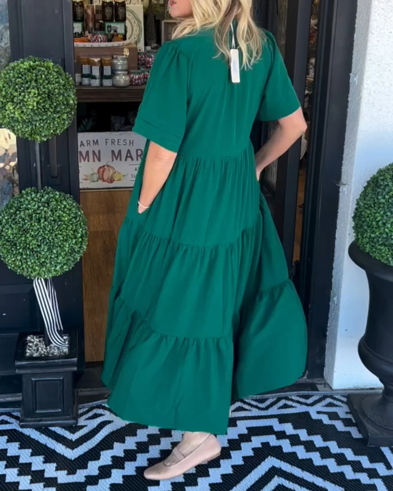Elissa | Sommerliches Maxi Kleid mit V-Ausschnitt | Luftig, Locker & Elegant für Damen