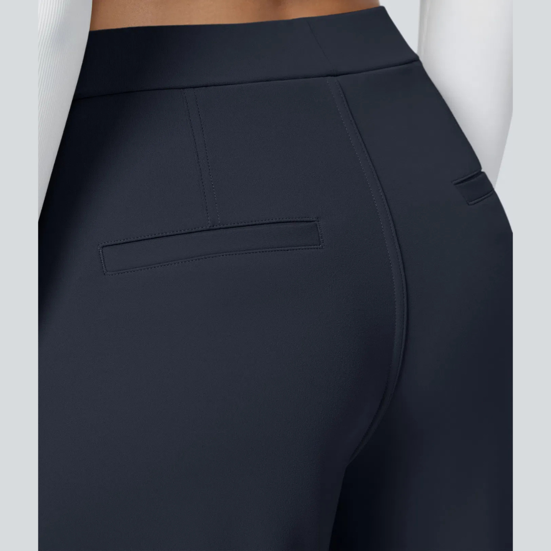 Damen Fließende Hose High Waist Regular Fit Freizeit Elegant