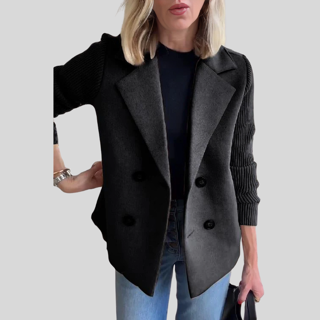 Damen Blazer Regular Fit Business Elegant mit Strickärmeln