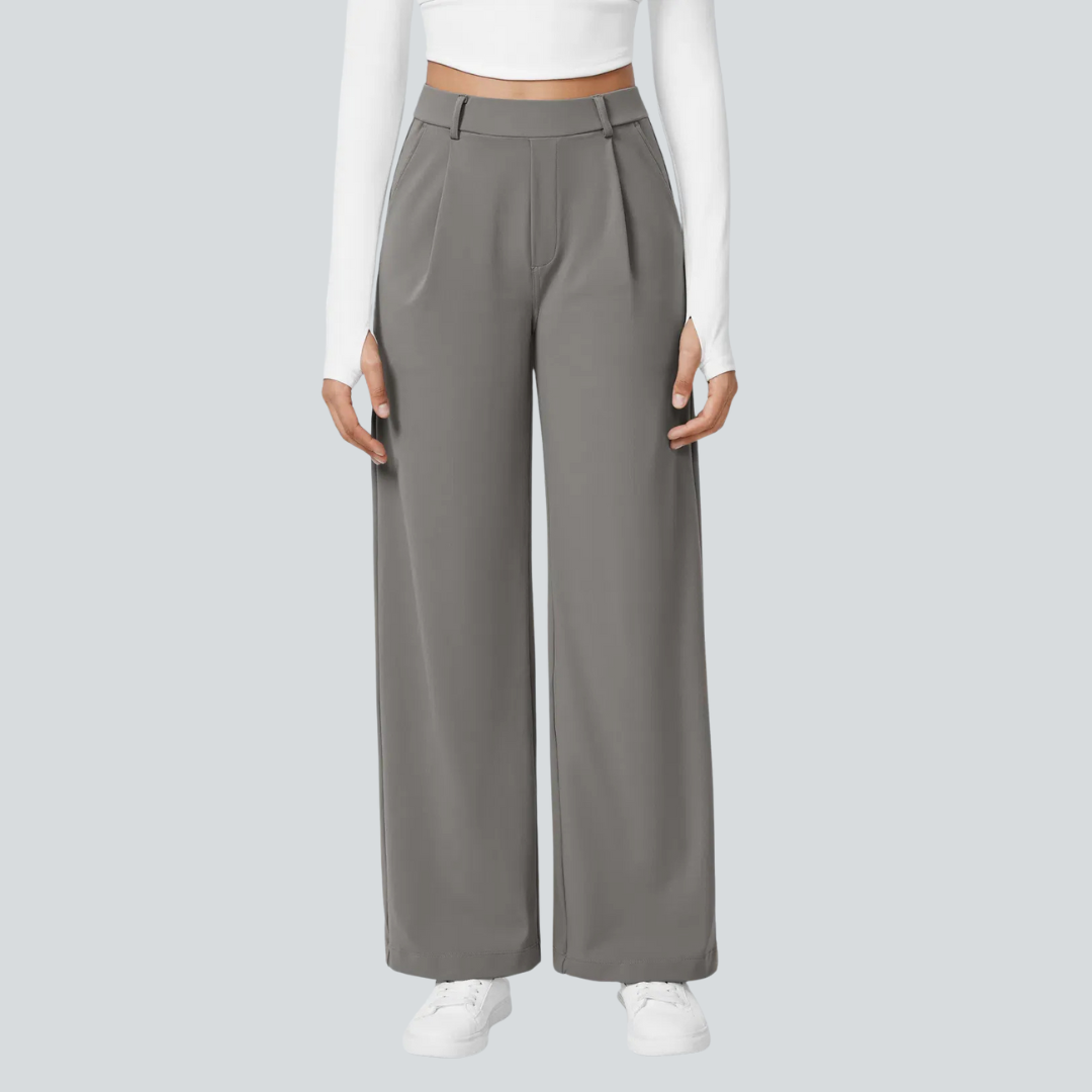 Damen Fließende Hose High Waist Regular Fit Freizeit Elegant