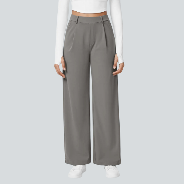 Damen Fließende Hose High Waist Regular Fit Freizeit Elegant