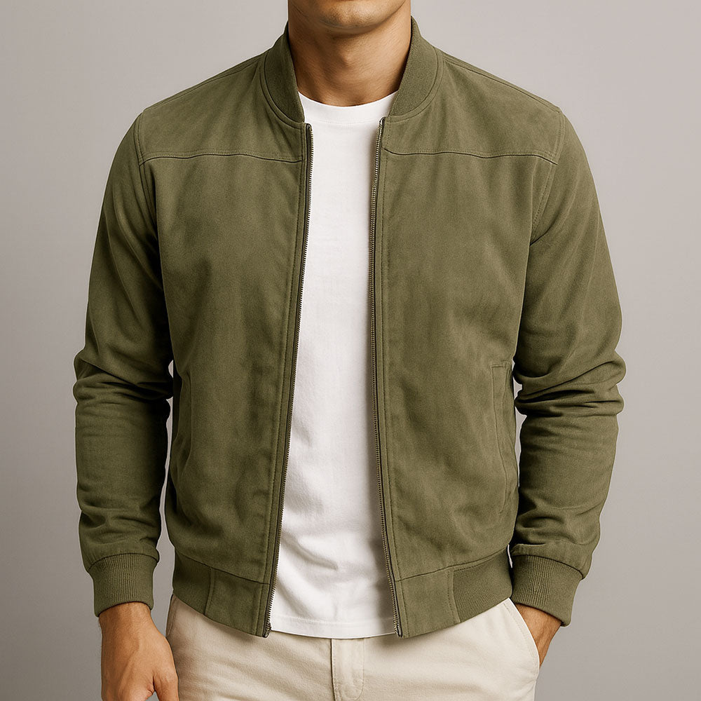 Herren Bomberjacke Slim Fit mit Reißverschluss und Seitentaschen