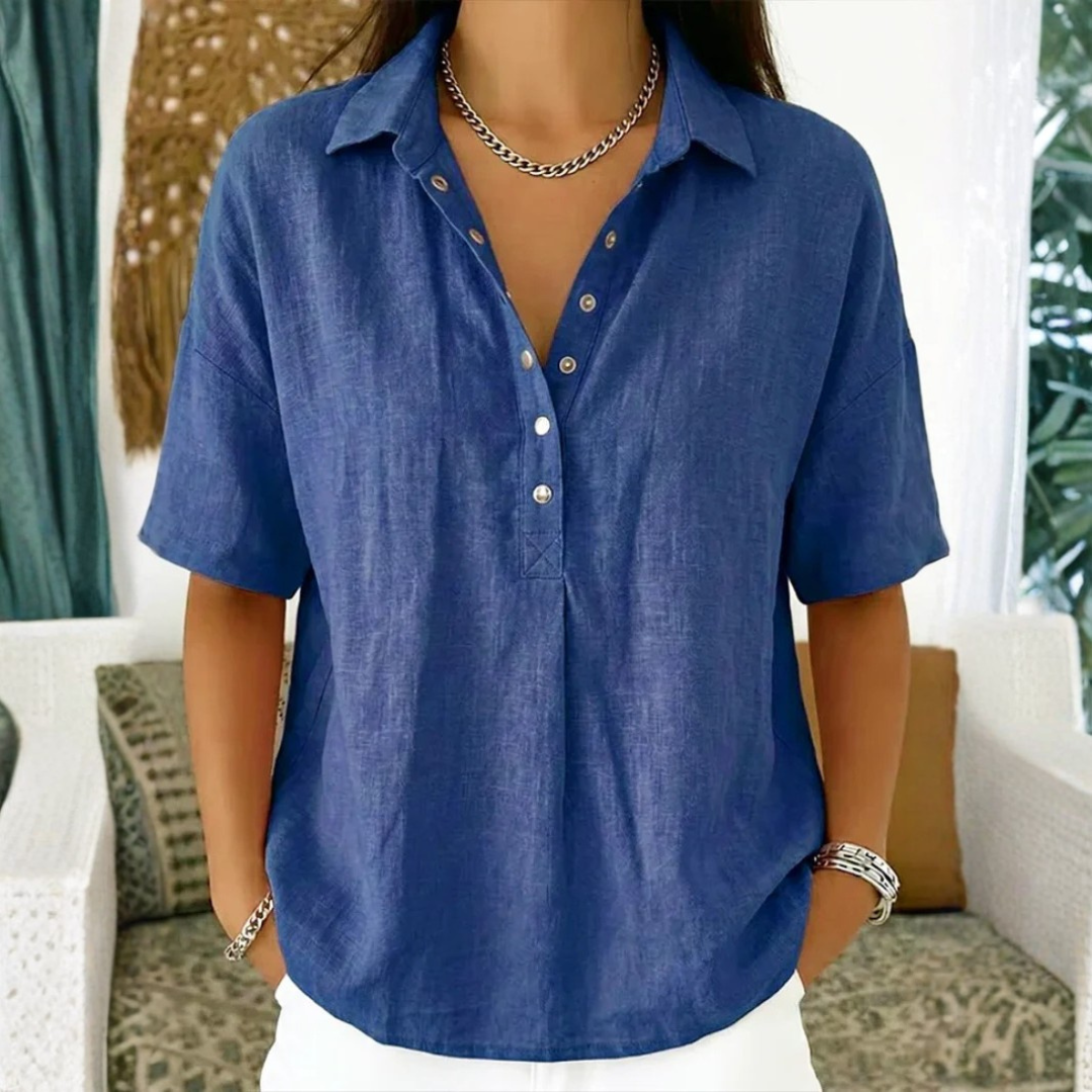 Damenbluse Regular Fit Elegant mit Knopfleiste für Alltag