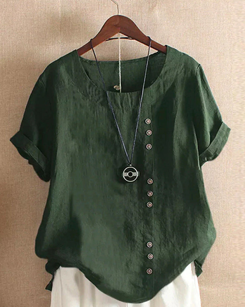 Damen Bluse Regular Fit Kurzarm Casual Elegant