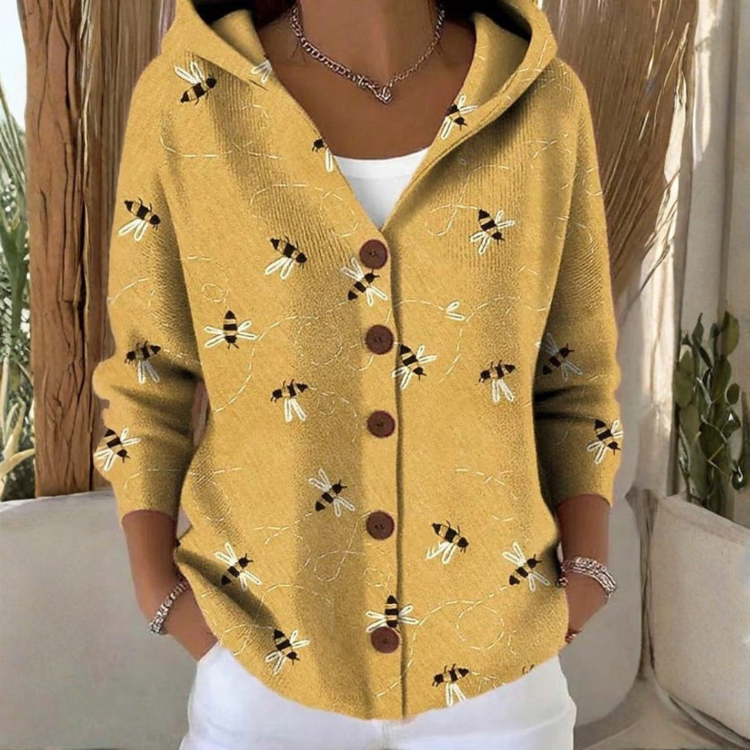Damen Strickjacke mit Kapuze Casual Regular Fit Freizeit