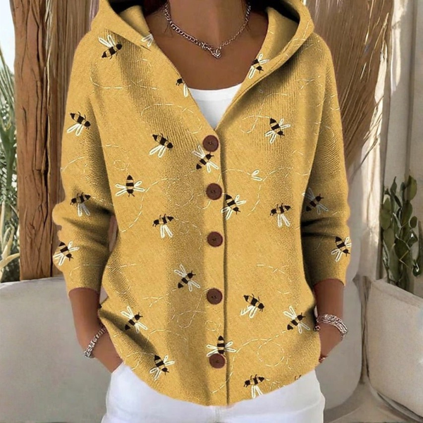 Damen Strickjacke mit Kapuze Casual Regular Fit Freizeit