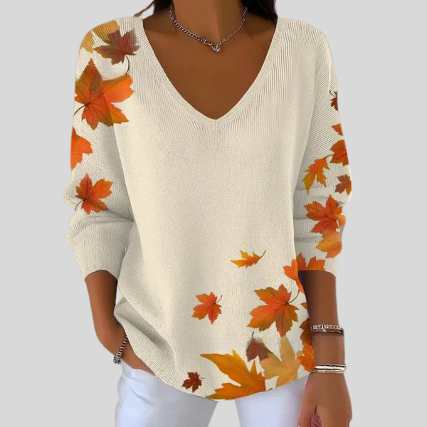 Damen V-Ausschnitt Pullover Relaxed Fit Freizeit Herbst